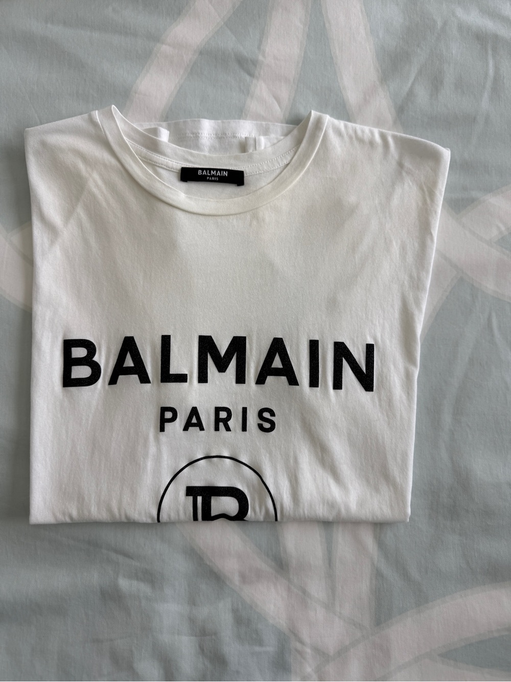 Balmain White T-shirt with Black Logo